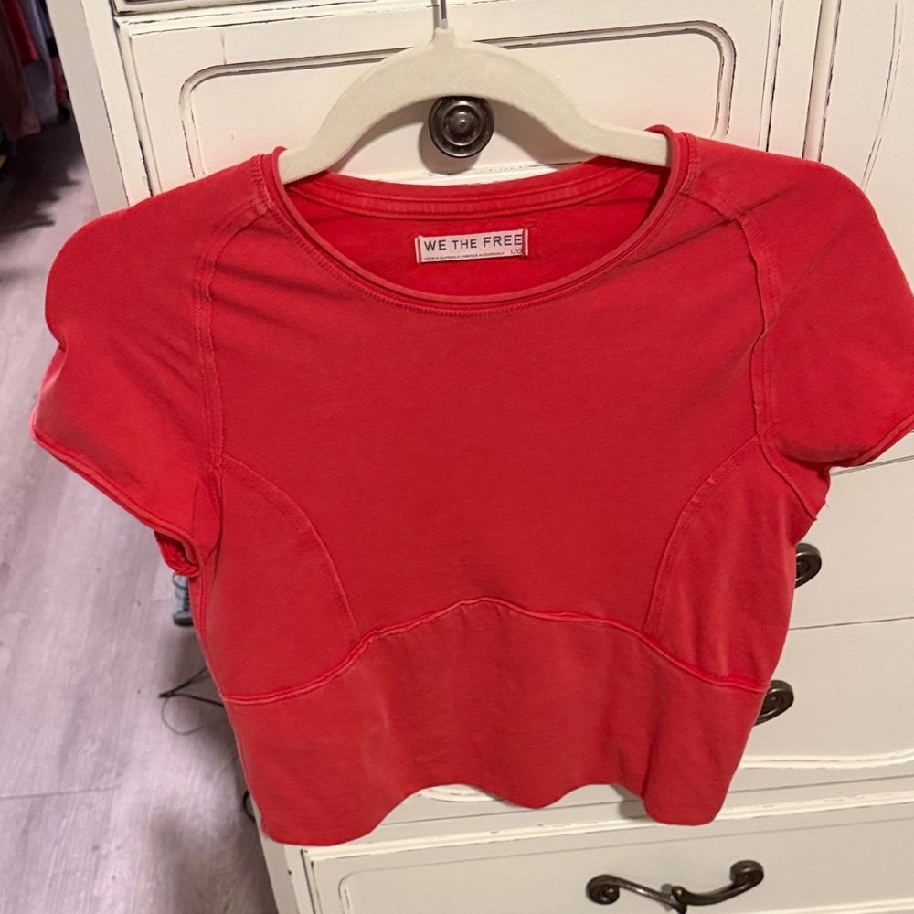 We The Free Bold Red Short Sleeve Top